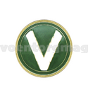 Значок V на зеленом фоне, круглый, диаметр 25мм (на пимсе)