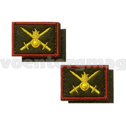 Нашивки Сухопутные войска (оливковый фон, красный кант), петличные эмблемы на липучке (вышитые), пара