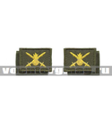 Нашивки Сухопутные войска (желтая вышивка, оливковый фон), петличные эмблемы на липучке (вышитые), пара